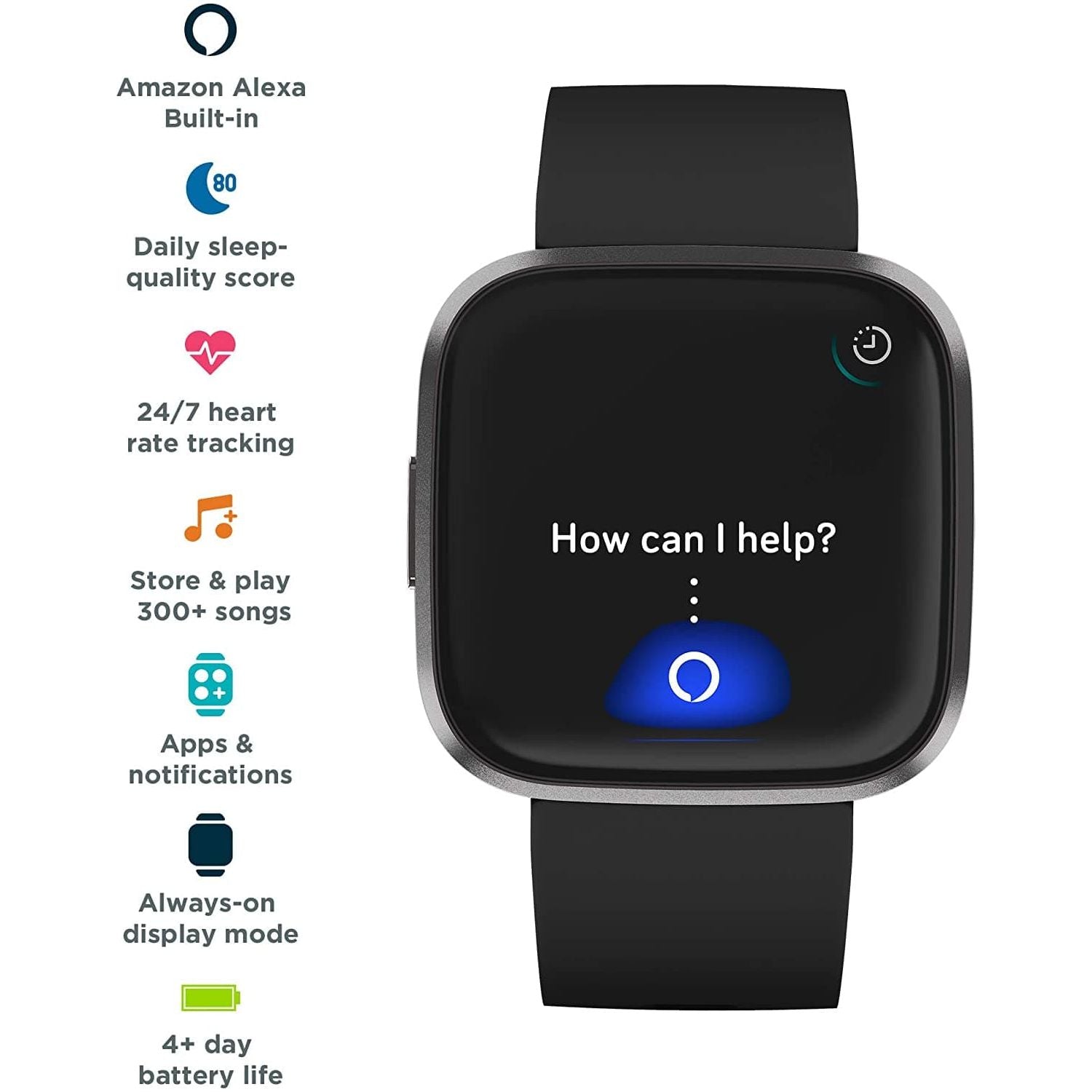 Buy Fitbit,Fitbit Versa 2 Smart Watch - Carbon Alu / Black Band - Gadcet.com | UK | London | Scotland | Wales| Ireland | Near Me | Cheap | Pay In 3 |